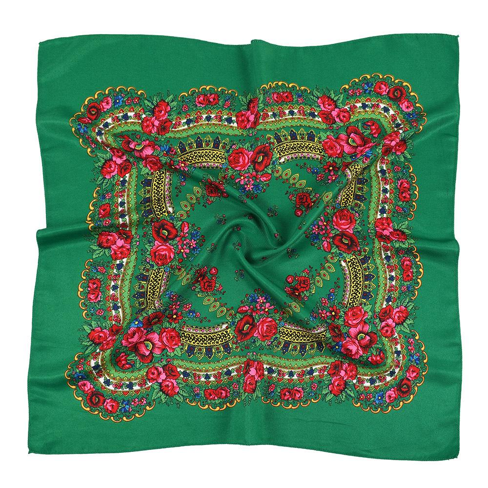 Russian Floral Printed Women's Head Wraps National Style Square Scarf Female Bandana Handkerchief Ethnic Shawl 70*70cm