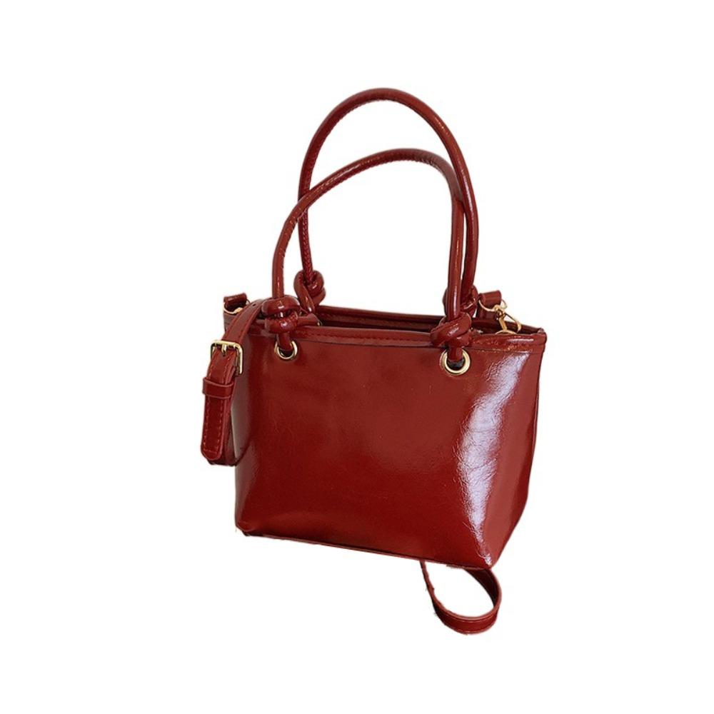 PU Leather Vintage Crossbody Bag Elegant Ladies Bucket Bag Minimalism Square Shoulder Bag  Girls