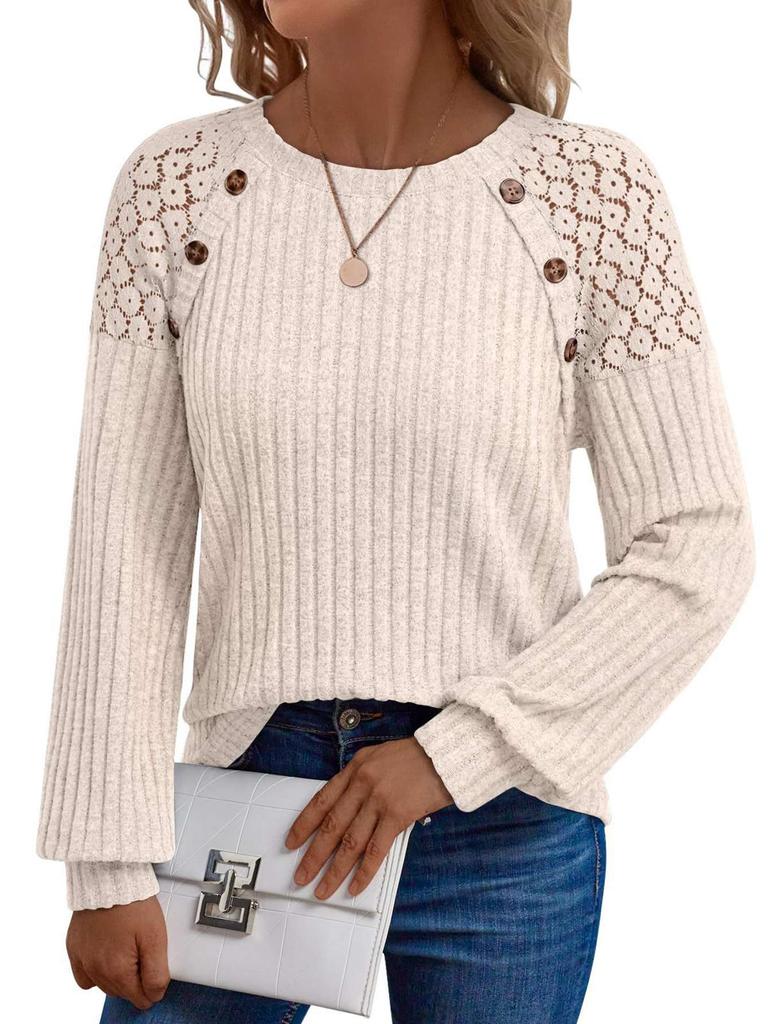 Women's Round Neck Knit Top Long-Sleeve Sweater