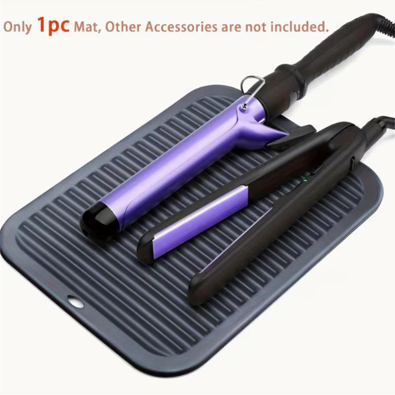 BEPAN Heat Resistant Silicone Mat Pad for Hair Curling Iron Non-Slip Hair Straightener Pad with Thick Wave Texture and Hanging Holes