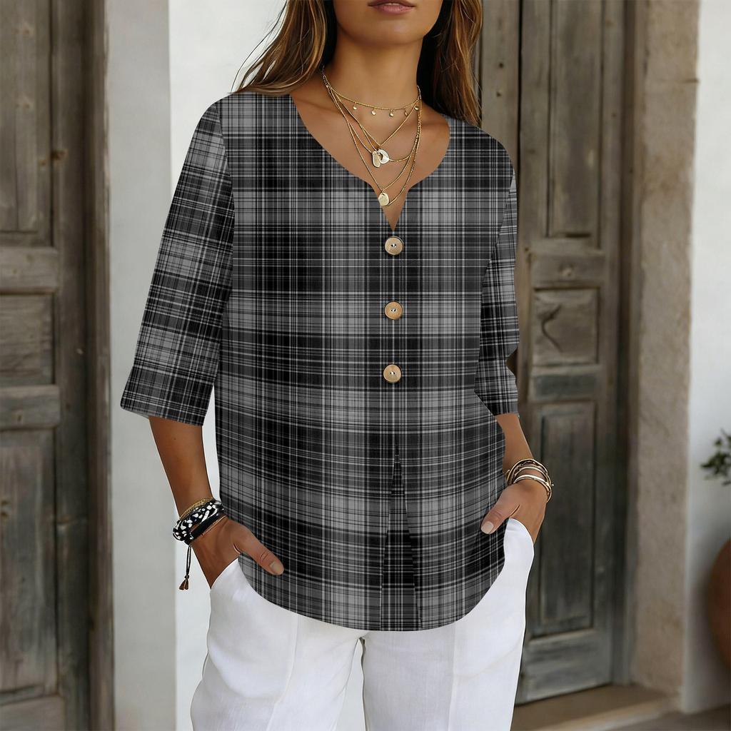 Women's Shirts Dressy Casual T-Shirts 3/4 Sleeve Tunic Tops Basic Tees Pullover Work Blouses
