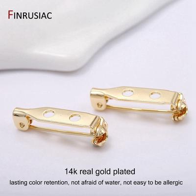 14K Echtgold Plated 21mm Broschenclip Basis Pins Blanker Sicherheitsverschluss Broschenfassungen Basis Für DIY Schmuckherstellung Zubehör