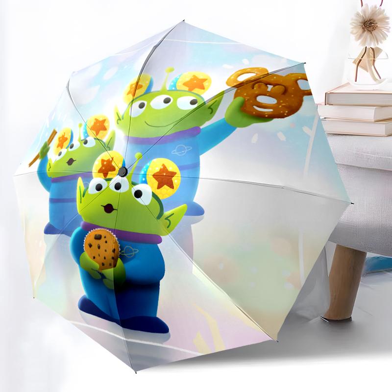 1pc Sturdy 8-Bone Auto Umbrella, Buzz Lightyear Toy Story Space Floral Umbrella, Digital Printed, Foldable Umbrella for On-the-Go Outdoor Use