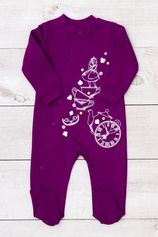 

Бавовняний флісовий боді – Застібка-кнопки, Закриті ніжки, М який та затишний, Демісезонний, 5032-023-33-5 HC 56 фіолетовий