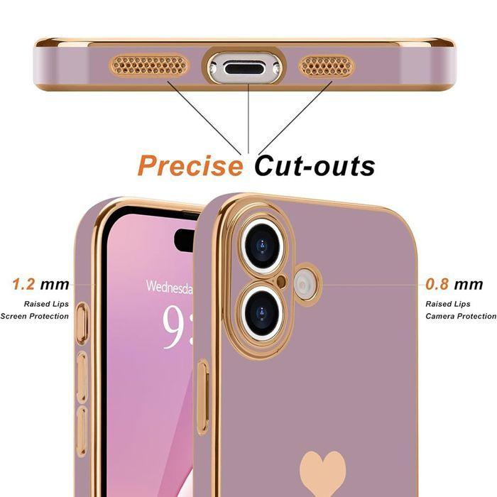 Skyddsskal - E.F.Connection - för iPhone 17 Pro Max - Silikon med Hjärtmönster Stötsäkert Lila