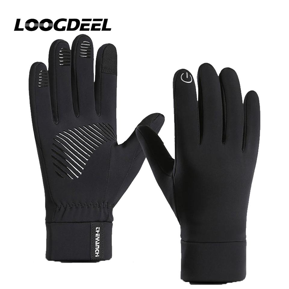 Loogdeel Winter Sports Gloves Warm Touch Screen Nonslip Fishing Motorcycle Cycling Gloves for Outdoor Running