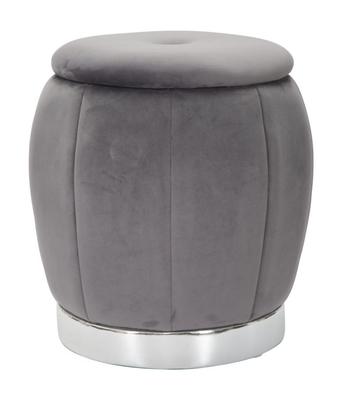 Storage Pouf Paris Gray Silver Cm Ø 43X43