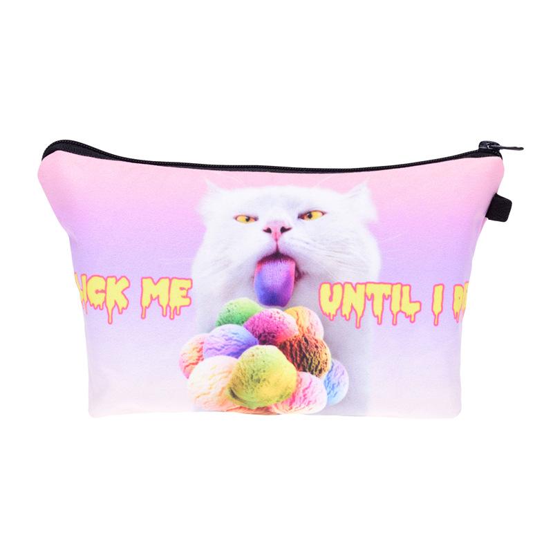 Women Cat Print Cosmetic Bag Toiletries Organize Travel Storage Case  6427