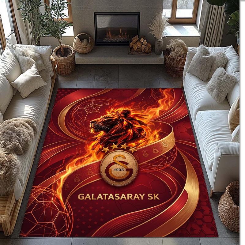 Tappeto Morbido Antiscivolo per Interni con Motivo Calcio Galatasaray FC Tappetino Decorativo Sportivo per Camera da Letto