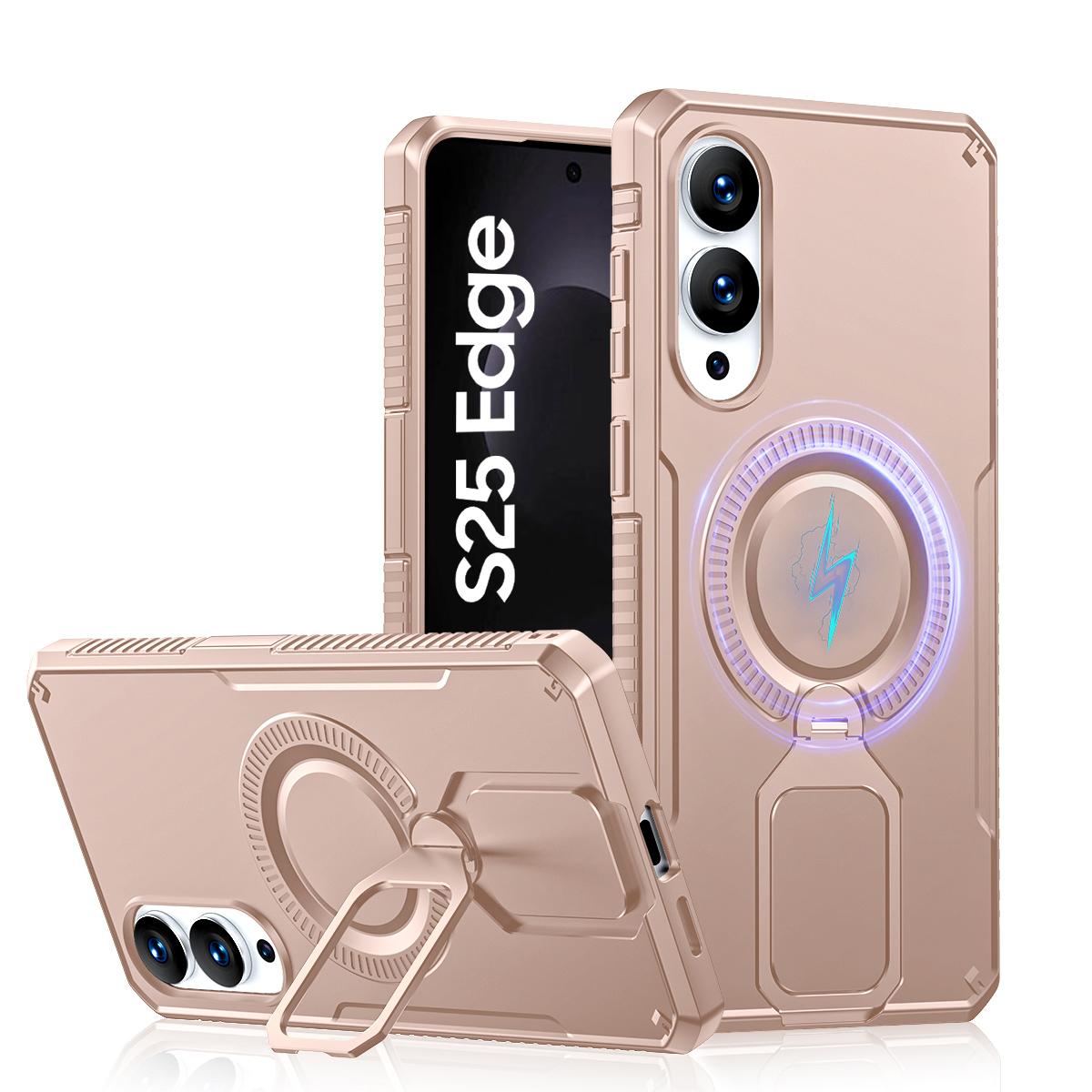 

For Samsung Galaxy S25 Edge With 360° Spin Stand,Military Grade Protection,Fit for Magsafe,Shockproof Case With Kickstand-Purple