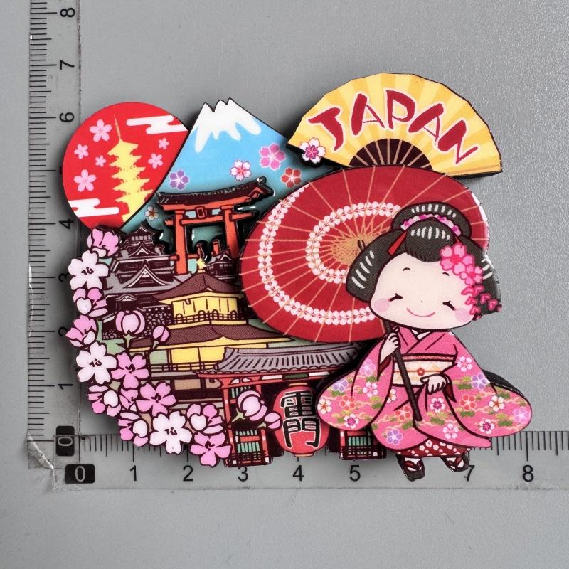 Japanese Refrigerator Sticker Tourist Souvenir Mount Fuji Cherry Blossom Rattan Thunder Door Lantern Fridge Magnets Gifts