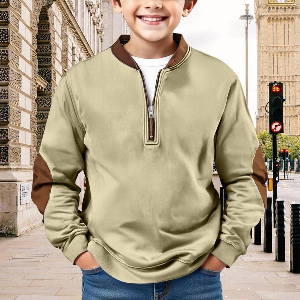 Kinder Sweatshirt Jungen Langarmshirts Einfarbiges Lässiges Pullover-Shirt Outdoor Herbstkleidung für Teenager-Jungen