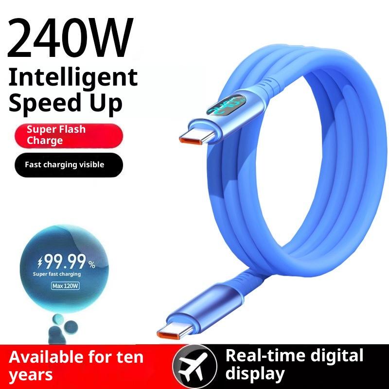 1 Stück 240W USB Typ C LED Digitalanzeige Kabel 6A USB-C zu USB-C Schnelllade-Ladekabel Zubehör für Huawei