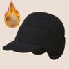 Winter Warm Baseball Caps Men Thicken Plush Linging Knitted Earflap Hat Outdoor Sport Windproof Ear Protection Woolen Peaked Cap