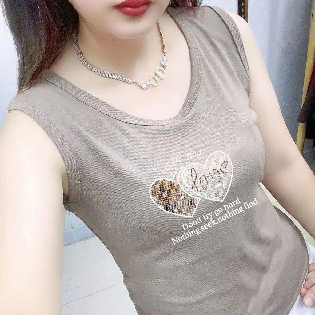 Women Casual Cotton Print Camisole Korean Fashion Sleeveless Vest Color Block Trendy Summer Top