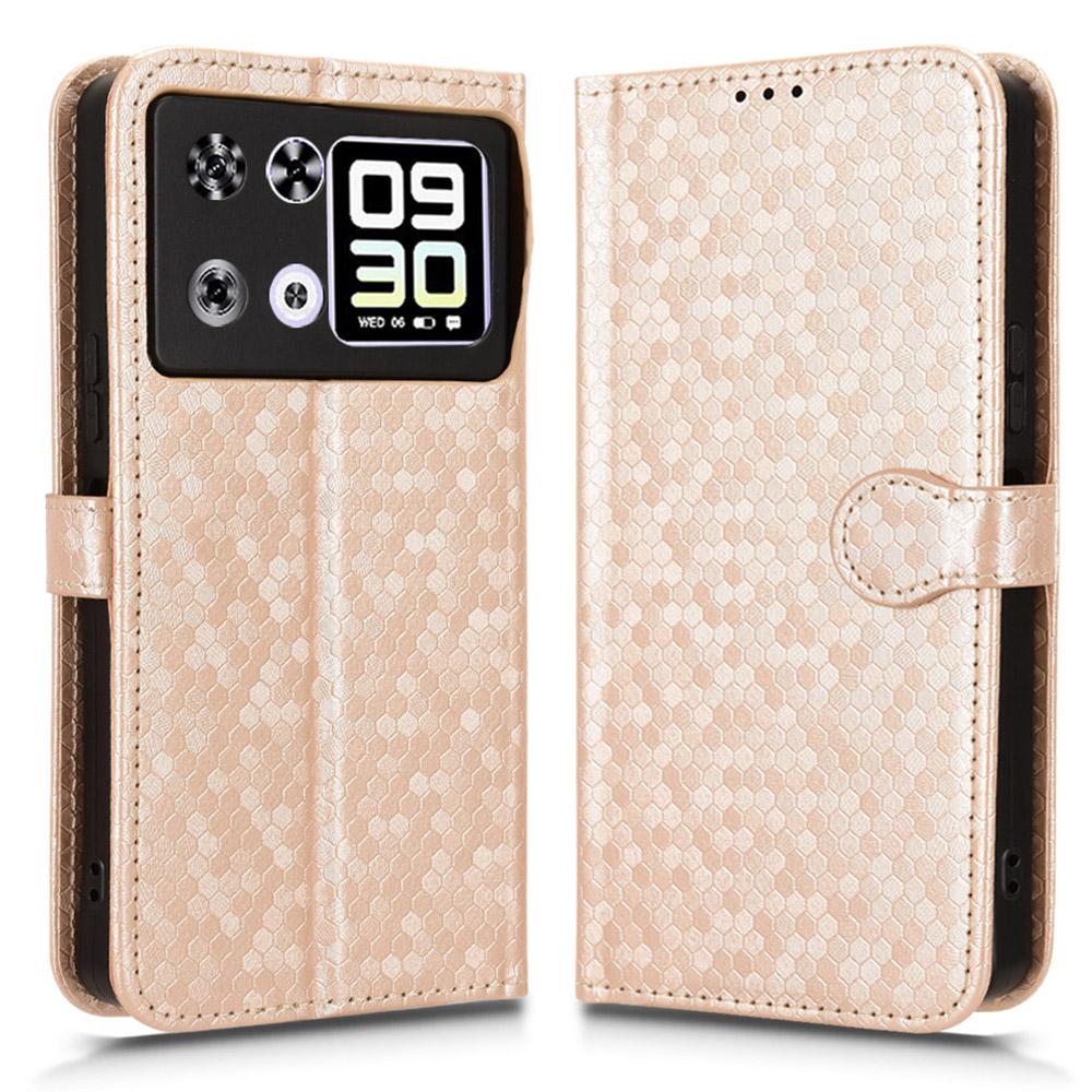 For Cubot P90 Wallet Case Dot Pattern Imprint PU Leather Phone Cover with Wrist Strap