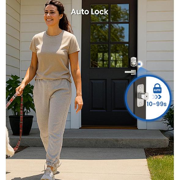 Veise Fingerprint Door Lock, Keyless Entry, Auto Lock, Electronic Keypad Deadbolt for Front Door, Biometric, Anti-Peeking Password, Easy Install,