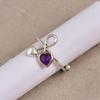 Infinity Heart Amethyst Ring, Adjustable 925 Sterling Silver Ring, Minimalist Promise Ring, Romantic Jewelry Gift for Her.