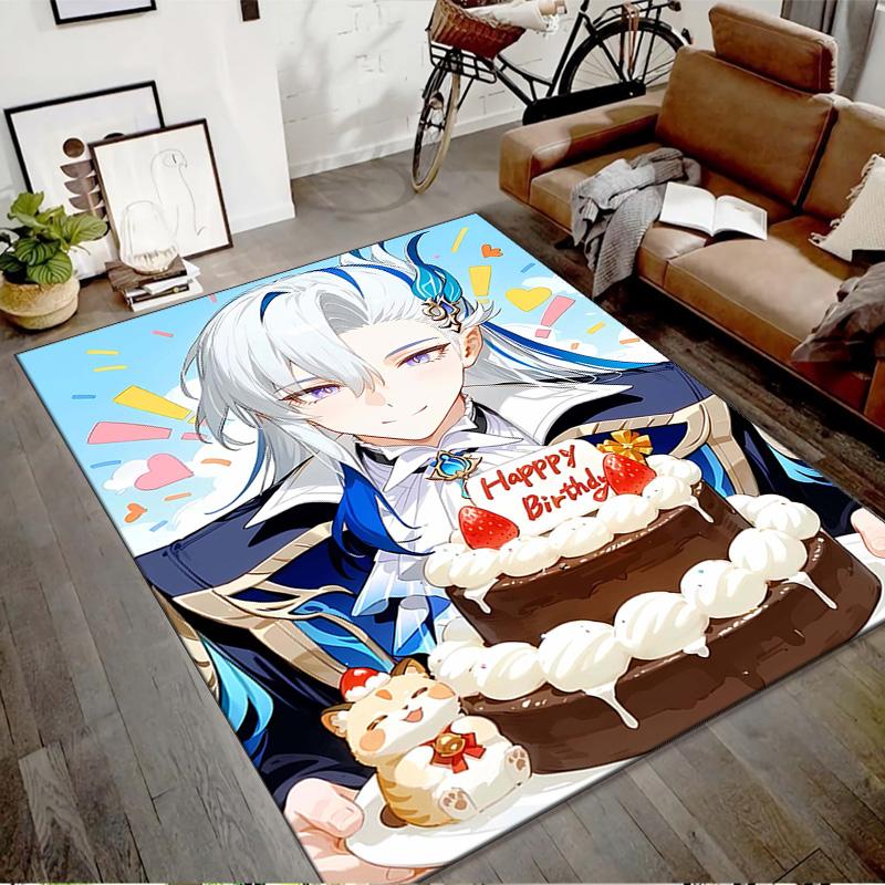 1pc Genshin Impact Neuvillette1 Design Printed Area Rug Carpet for Bedroom Living Room Home Decor Rugs Mat Non Slip Mat Rug for Bedside