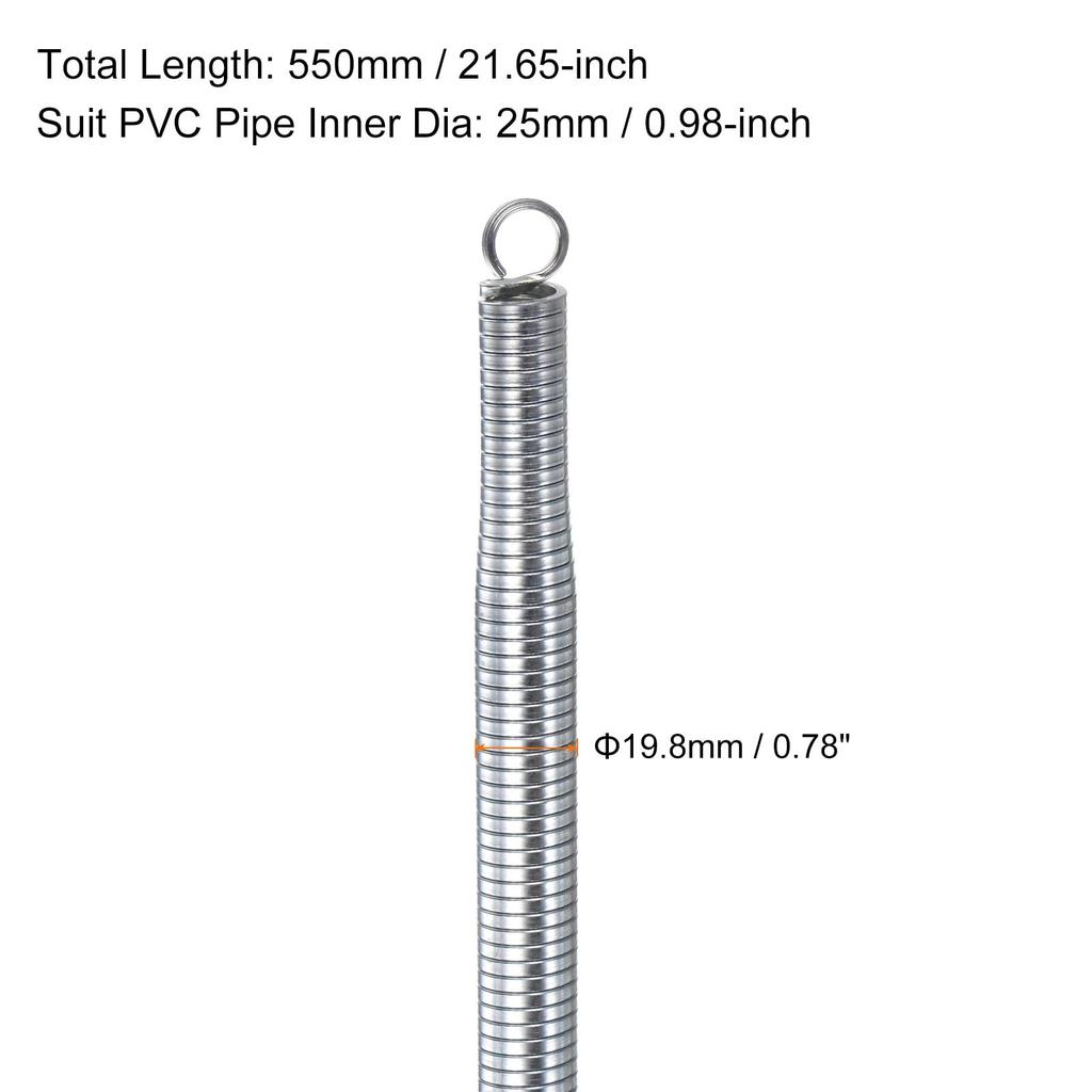 Uxcell 19.8mm X 550mm PVC Spring Bender, Galvanized, Silver, PVC Pipe Bending Device
