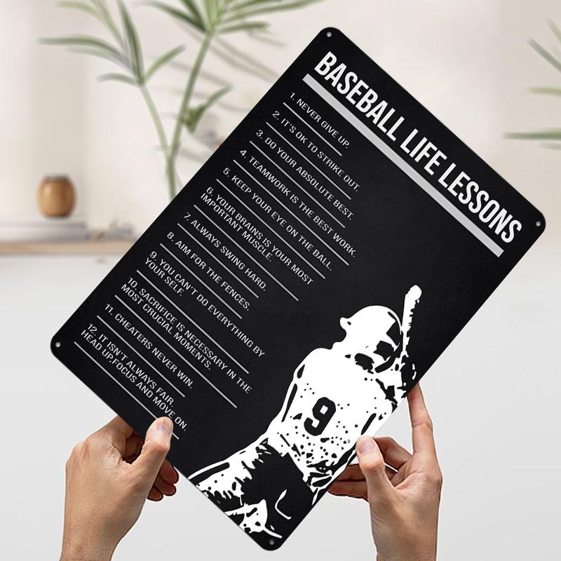 Baseball Life Lessons Poster Customized Wall Art Vintage Metal Signs Retro Tin Plaque for Man Cave Bedroom Decorations House
