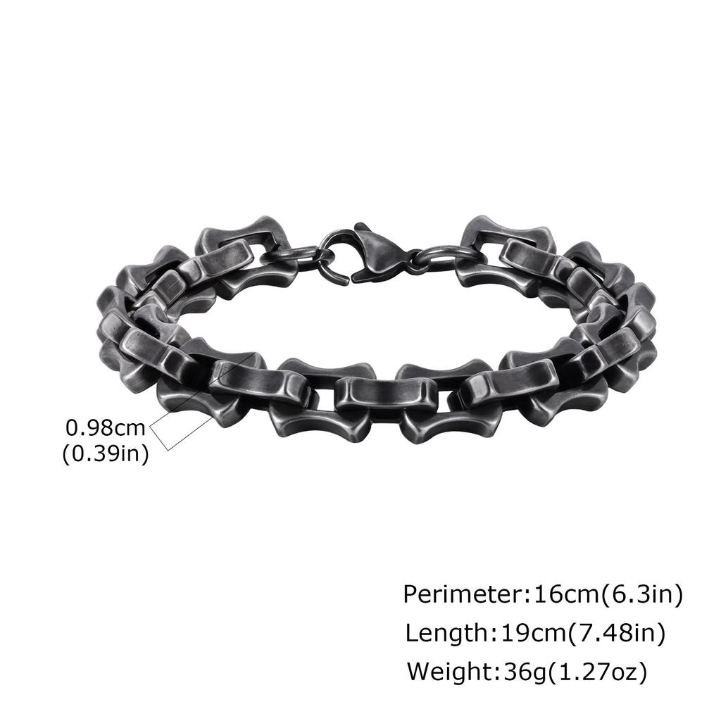 Thick Men's Chain Bracelet,Handmade Stainless Steel Links Wristband,Casual Jewelry Gift