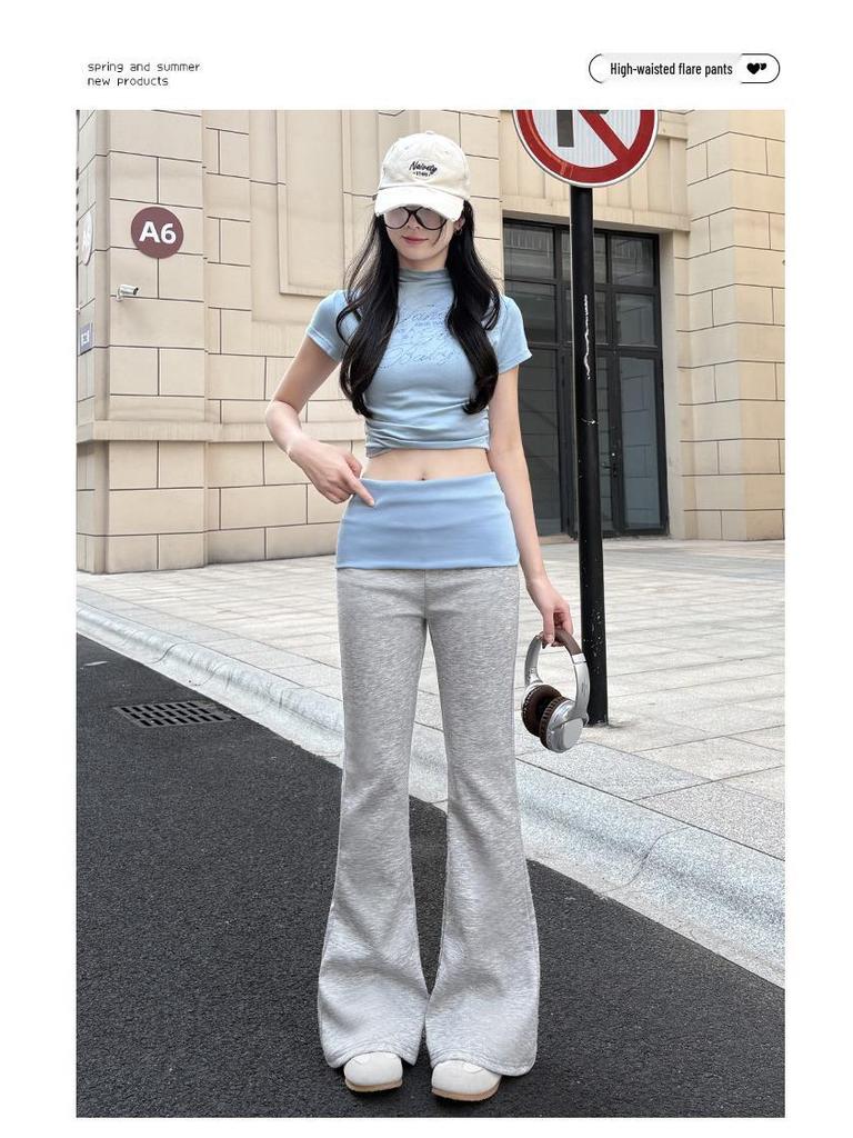 Pantaloni da Yoga a Zampa d'Elefante Color Block da Donna - Vita Bassa, Vita Alta, Versatili, Snellenti per Primavera/Estate