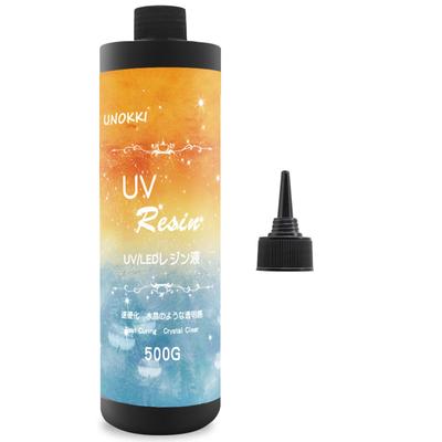 UNOKKI Pryskyřice Tekutá, Vysoce Transparentní, 500 g, Kompatibilní s UV/LED, Velké Balení, Vysoce Transparentní UV Pryskyřice Tekutá, Čirá UV Pryskyřice pro Výrobu Šperků