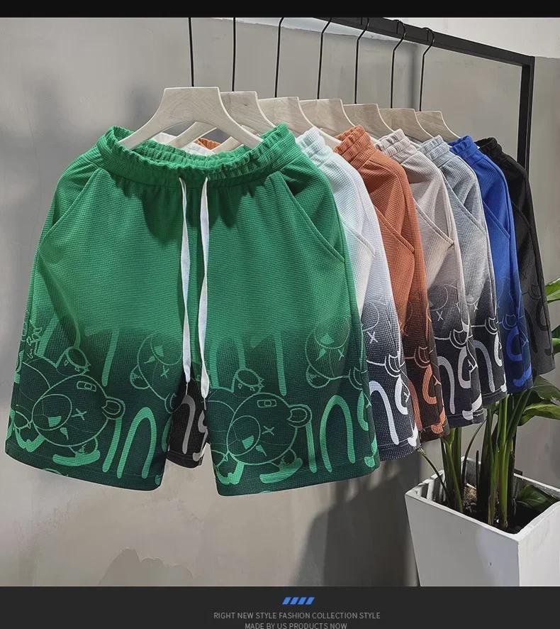 Pánská letní vaflová sada s krátkým rukávem a šortkami: M-5XL Volný ležérní dvoudílný sportovní outfit.