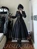 XHSUKADO Gothic Lolita Irregular Long Size L Women's Dress, Halloween, Lace, Jabot, Lace-Up, Long, Ruffled, Hem, Dark, Spider, Noble, Gothic,