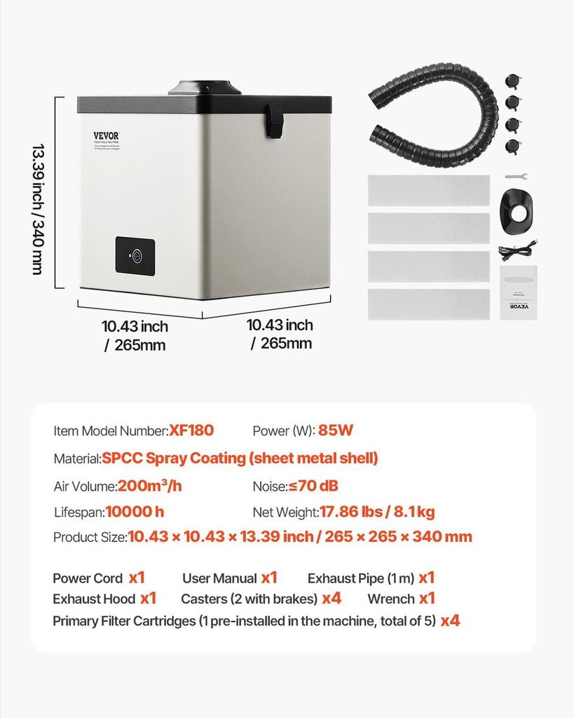 Solder Fume Extractor 85W Brushless Smoke Absorber with 3-Stage Filters
