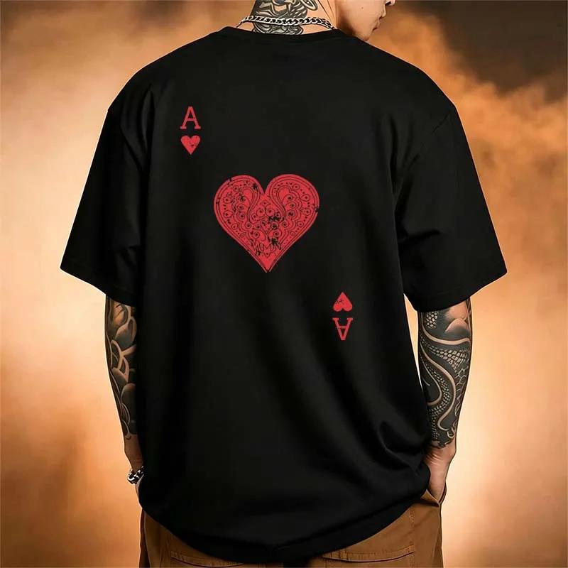 Unisexs Clothing Red Heart A Print Tshirt Summer High Street Casual Fashion Vintage Tops Loose Crew Neck Short Sleeve Cotton Tees