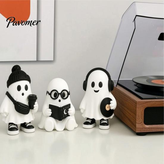 Cute Kawaii Ghost Decor for Bedroom Halloween Figurine, Resin Cartoon Desktop Ornaments, Statue Modern Minimalist Table Centerpiece with