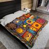 Sun Moon Totem Flannel Blanket Soft Retro Style Sun Moon Printed Blanket Four Seasons Comfortable Blanket