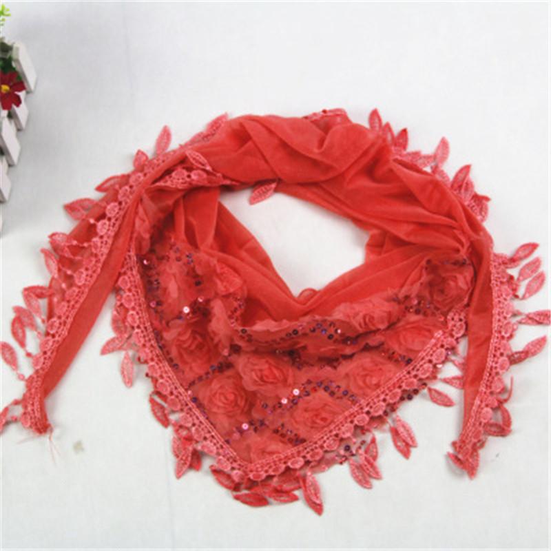 Frühling Und Herbst Frauen Dreieck Schal Exquisite Quaste Stickerei Dünne Seide Schal Schal