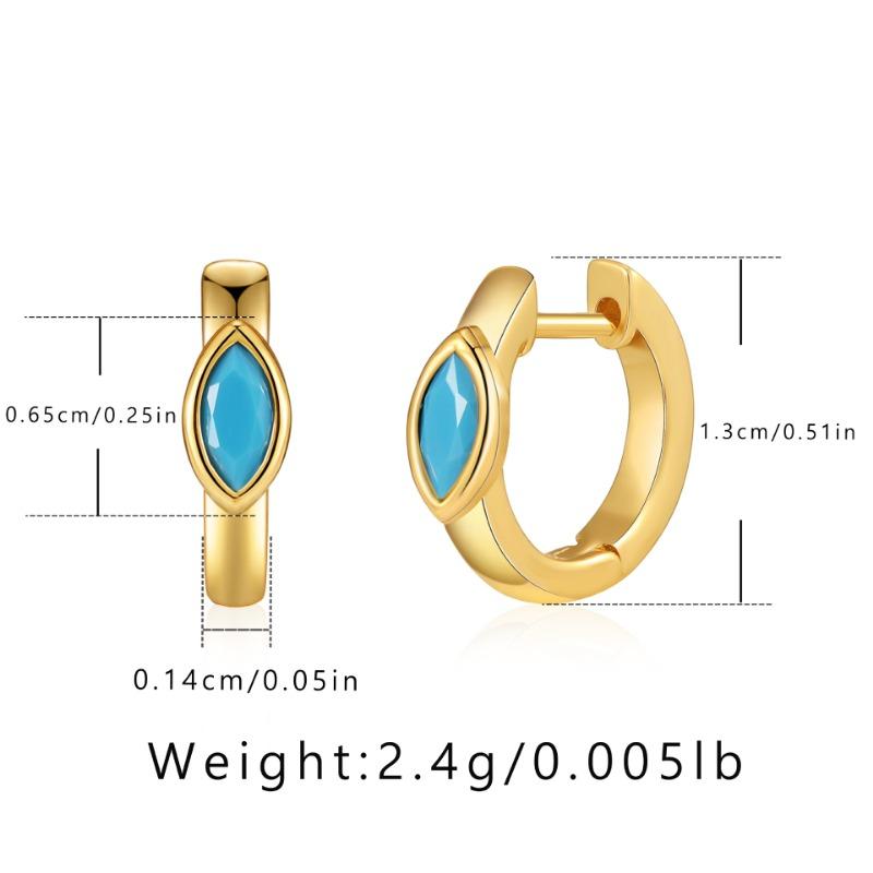 French 18k Gold Plated Blue Natural Turquoise Geometric Fashion Earrings For Women