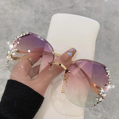 2023 luxus Marke Design Vintage Randlose Strass Sonnenbrille Frauen Männer Mode Gradienten Objektiv Sonnenbrille Shades für Weibliche