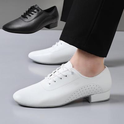 Scarpe da ballo da sala da uomo comode con suola morbida, punzonate a mano, per Quickstep, Foxtrot e Valzer