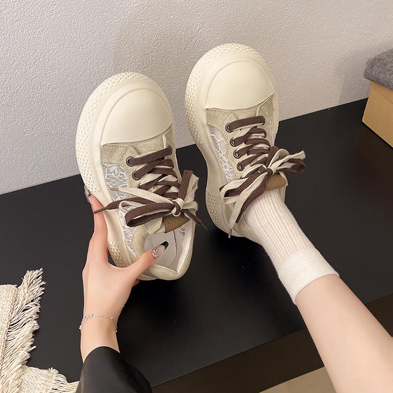 2025 New Women Chunky Canvas Shoes Summer Versatile Girl Wedge Espadrille Shoes Female Casual Sneaker Flat Shoe Zapatos De Mujer