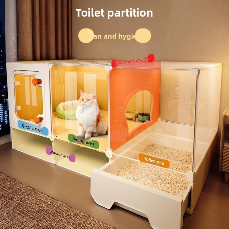 Hochsicht-Katzenkäfig All-in-One Katzenklo-System Indoor Einraum-Ein-Wohnzimmer-Aufbau Katzenwelpenhaus Heimtier-Wohnsitz-Lösung
