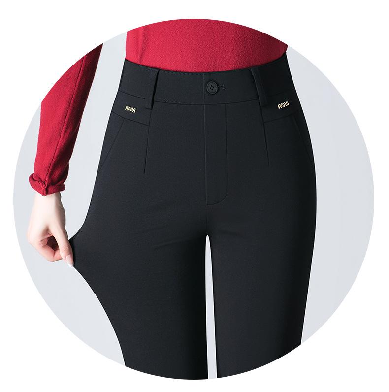 Saidel Women's Plus Size Straight-Leg Casual Pants - Slimming Baguette Style for Spring & Autumn 2025