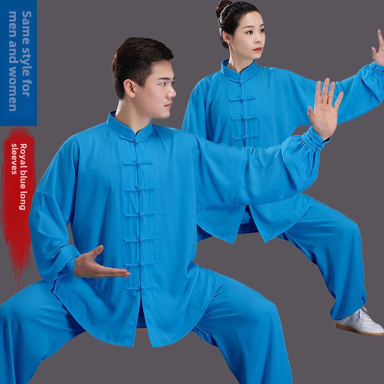 Хлопково-шелковый костюм для тай-чи для женщин и мужчин - Весенне-летний костюм для выступлений по боевым искусствам Medium
