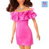Barbie 65 Fashionista Pink Ruffle Dress Dress-Up Doll and House for Ages 3 and Up, Pink, HRH15