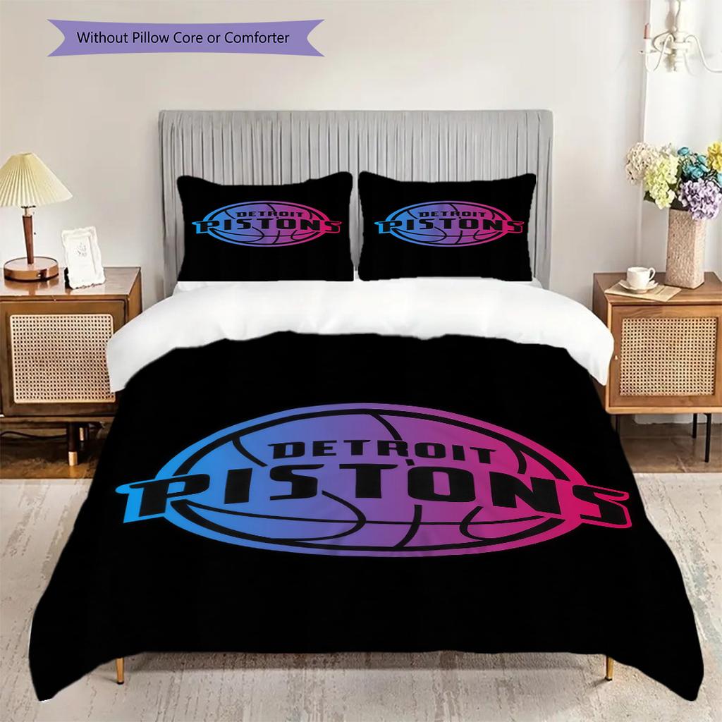 Detroit Pistons Basketball Team Logo Bedding(1 * duvet cover + 2 * pillowcase, without core) Soft and comfortable Bedding set Christmas birthday gift