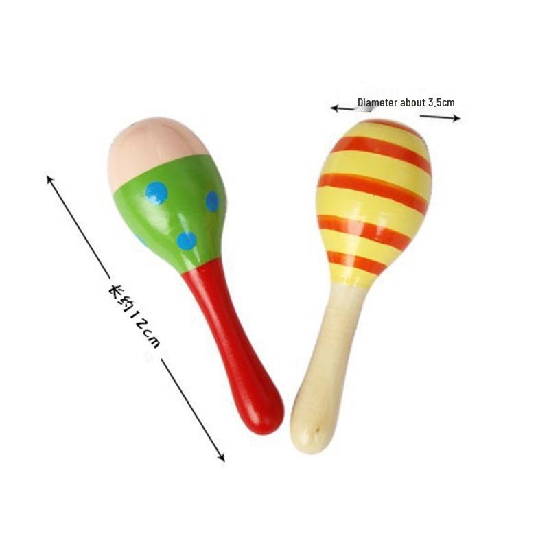 20cm Wooden Baby Grasping Maraca: Educational Sound Toy & Hand-Shaking Instrument for Grasping Training.