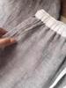 CHAOS Level Recommendation: High-End Gray Linen Wide-Leg Pants with Elastic Waist and Drawstring Design