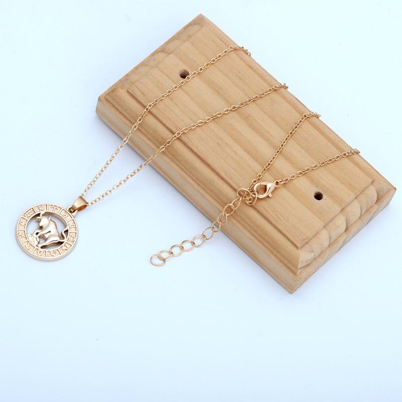 Twelve Zodiac 3d Image Pendant Necklace Ins Zodiac Card Collarbone Chain