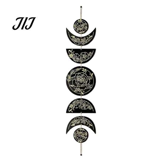 Artistic Wood Moon Phase Decor Boho Wall Decoration, Phases Art, Minimalist Star Wooden Art Gothic Witchy Door Pediment Pediments Hanging Sign
