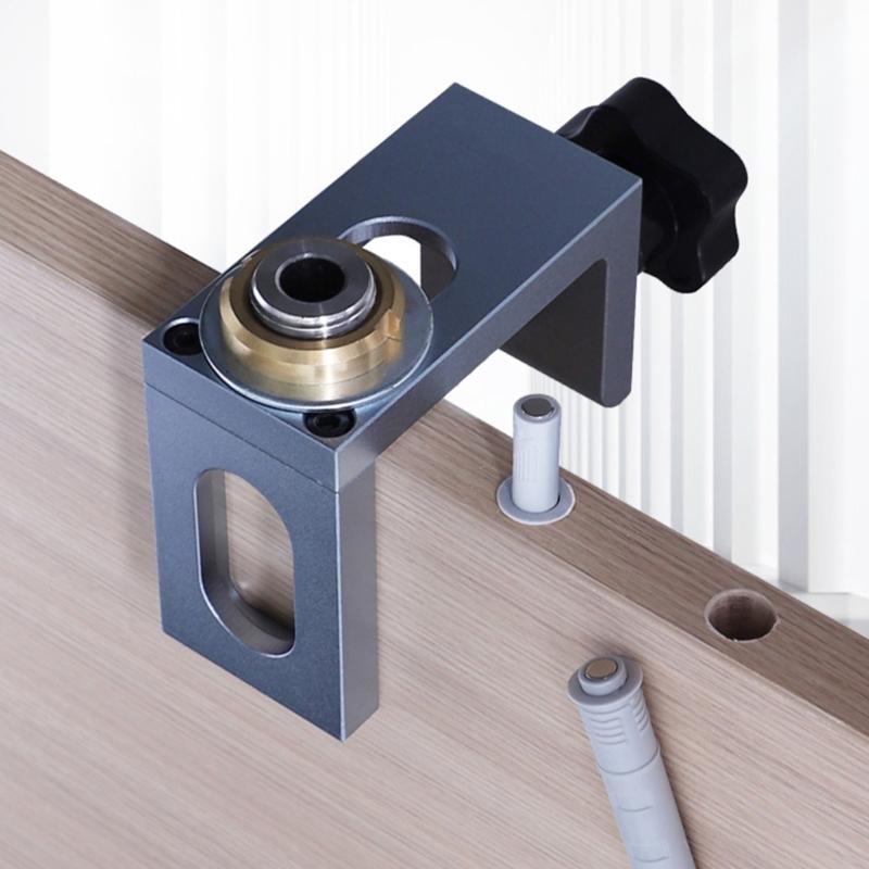 2 In 1 Dowel Jig Woodworking Hole Drill Punch Positioner Guide Locator Cabinet Screws Punch Locator Kit 8/10/12mm Sleeve