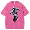 Astronaut Football T Shirts Unisex Fit Washed Tees Men Women Casual Short Sleeve T-shirts Cotton Oversized T-shirt